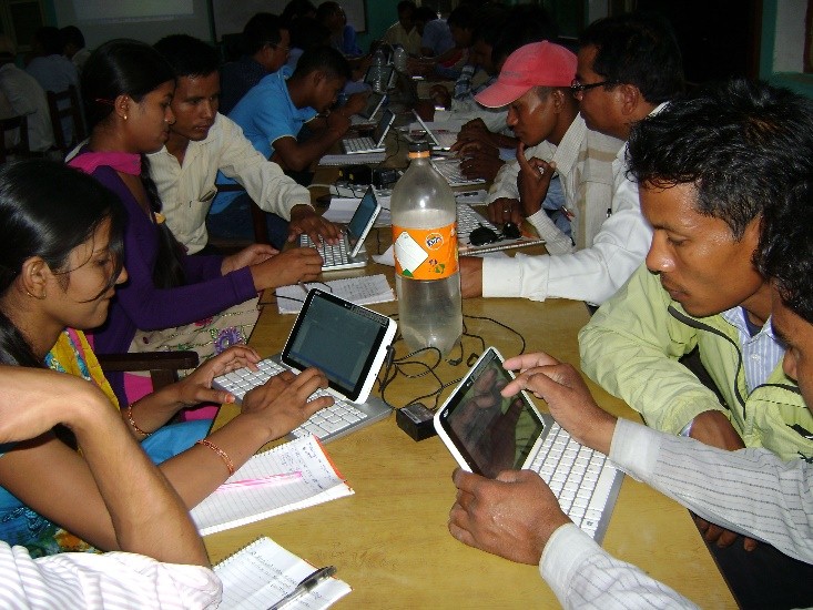 Female participants eagerly learning how to use technology at a Digital Literacy training session in Nepalgunj