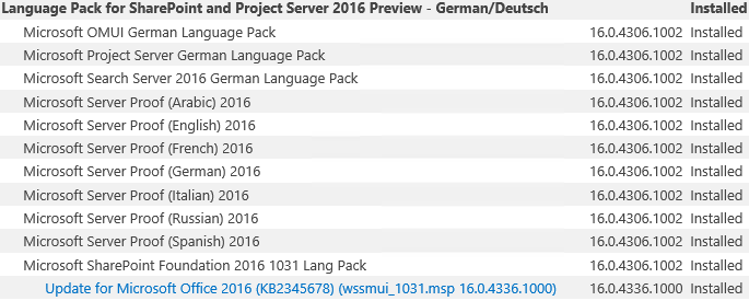 SP2016 Slipstreamed RC Language Pack