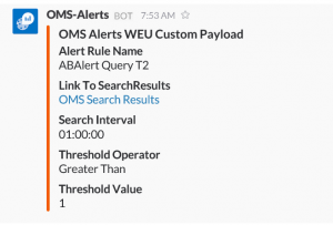 Screenshot of results of custom payload in Slack.