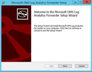 Welcome page dialog box for the OMS Log Analytics Forward Setup Wizard