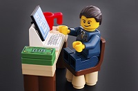 Lego businessman and his working place