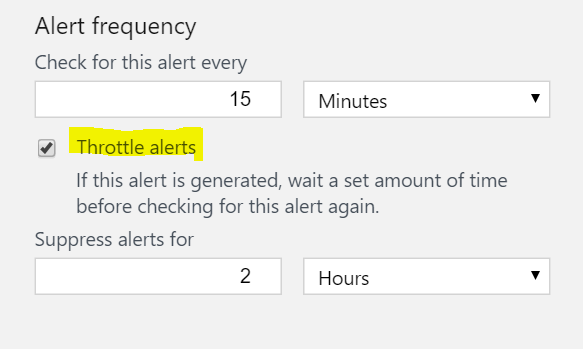 Screenshot of user interface where you set alert frequency.