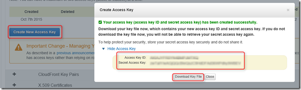 Create AWS access keys