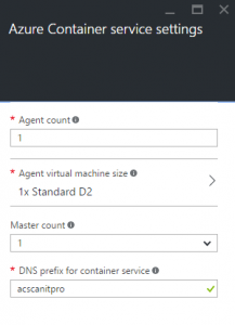 Deploy Azure Container Service settings