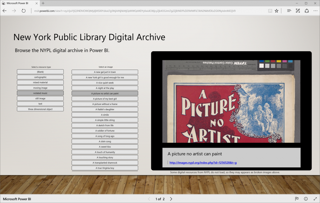 See the NYPL digital archive in an interactive Power BI report