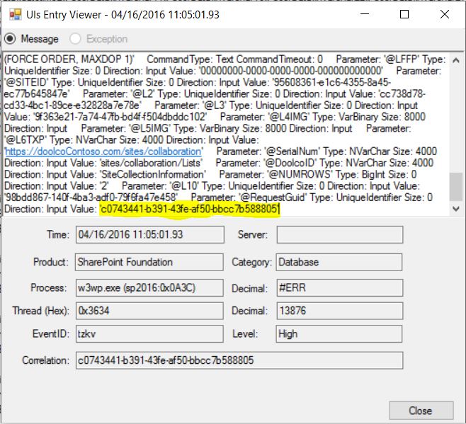 ULS Slow Query List GUID