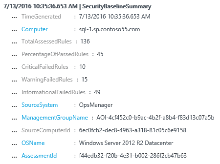 Screenshot of SecurityBaselineSummary.