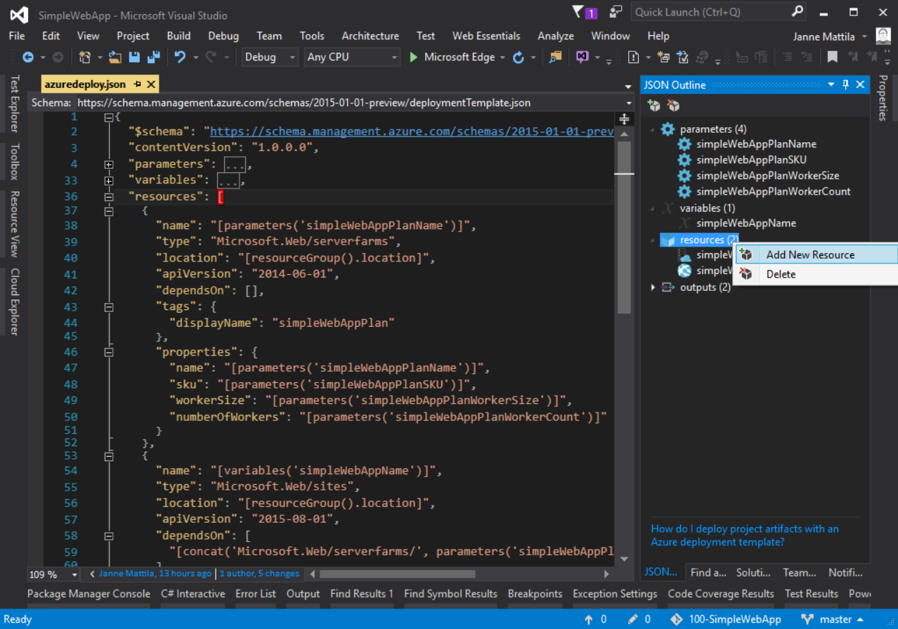 Visual Studio 2015 and JSON Outline View