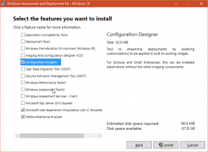 Windows ADK 1607 install components