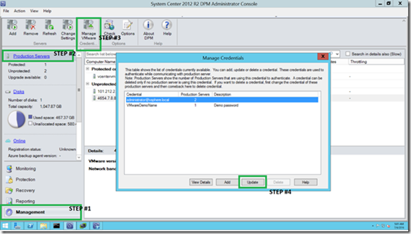 Figure 6-4 Modifying a Credential stored on the DPM server