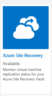 Azure Site Recovery solution in Solutions Gallery