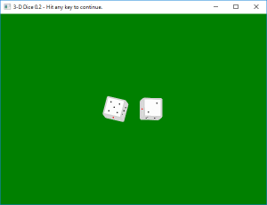 Screen shot of a program 3-D Dice 0.2