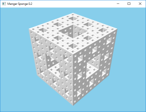 Screen shot of a program Menger Sponge 0.2