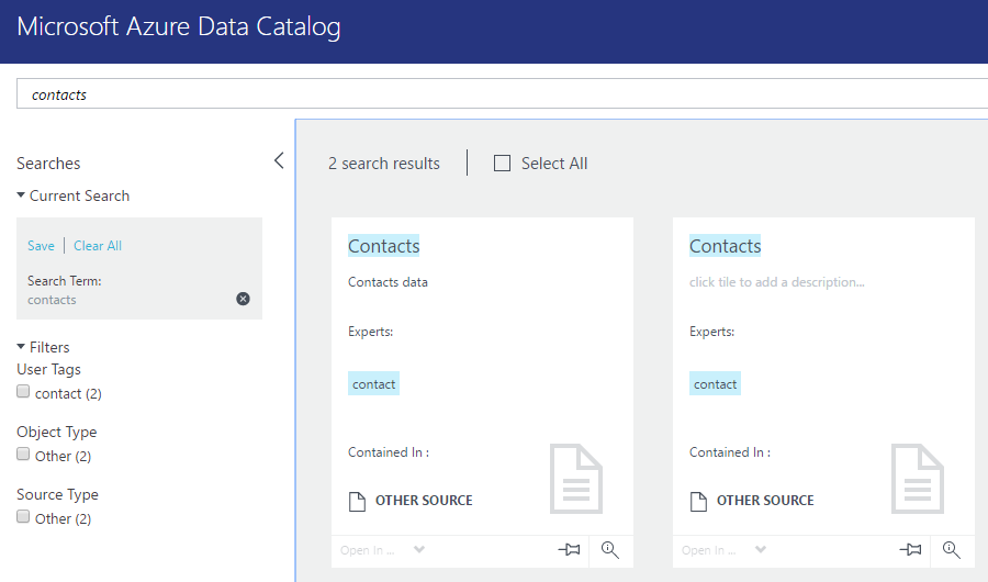 Two almost similar assets in Azure Data Catalog