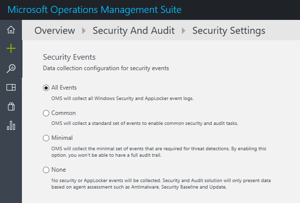 Select OMS Security settings