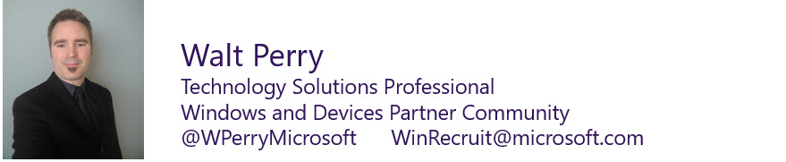 Walt Perry, Technology Solutions Professional, Windows Server
