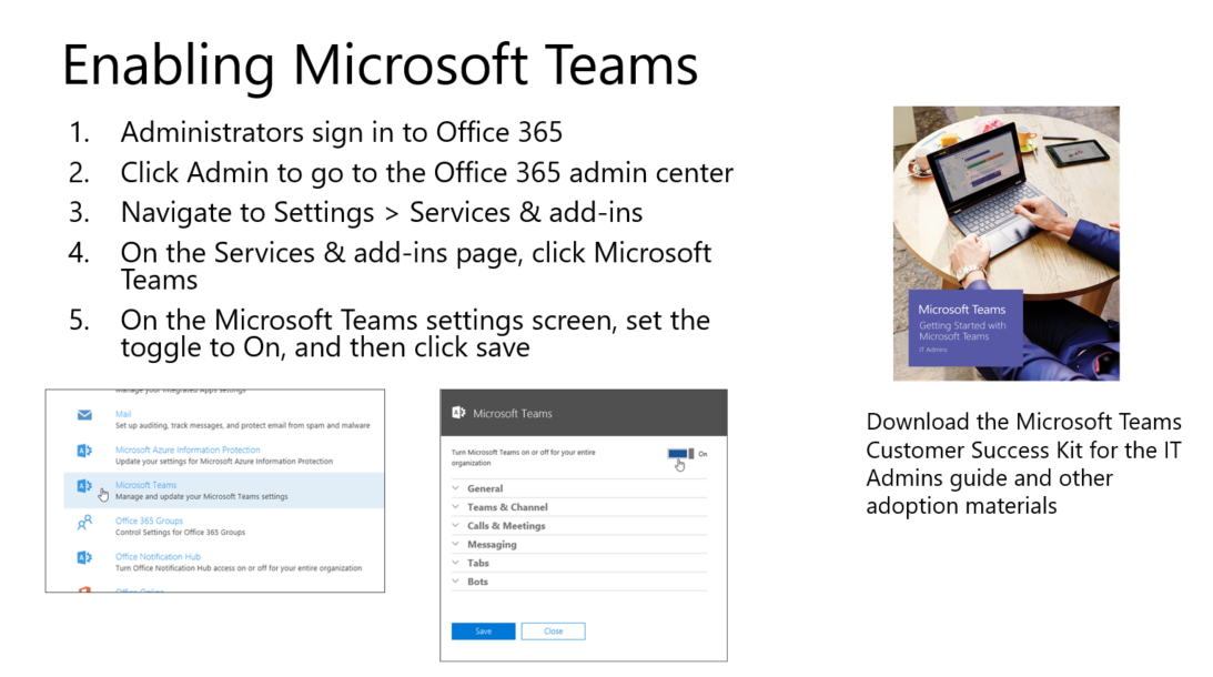 Enabling Microsoft Teams step by step