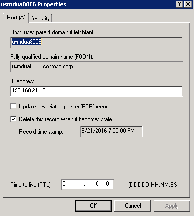 DNS Host Record Properties