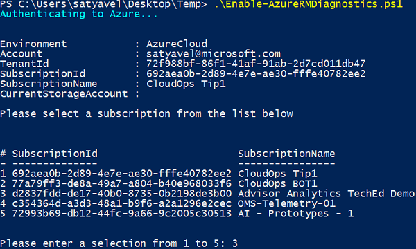 Select the Azure Subscription that has the Azure resources that you want to monitor