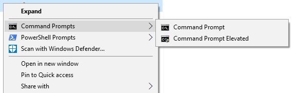 Command Prompt menu