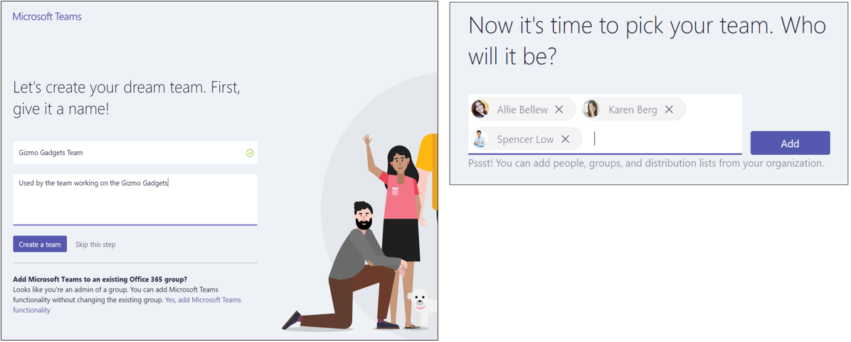 Microsoft Teams: Create a team and add people to it