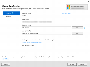 Creating a new Azure App Service