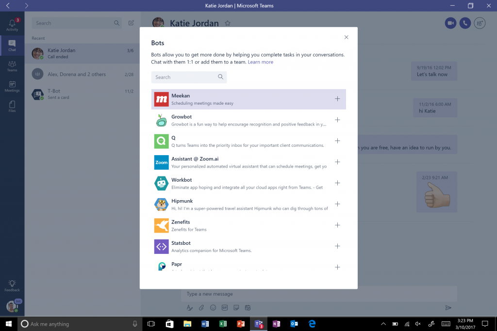 screenshot of Microsoft teams featuring third party connectors