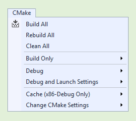 Visual Studio 2017 15.2 Update CMake Menu