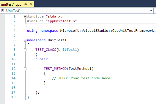 Starting code provided when creating MSTest project. 