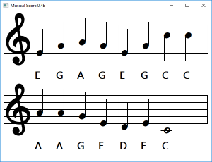 Screen shot of a program Musical Score 0.4b