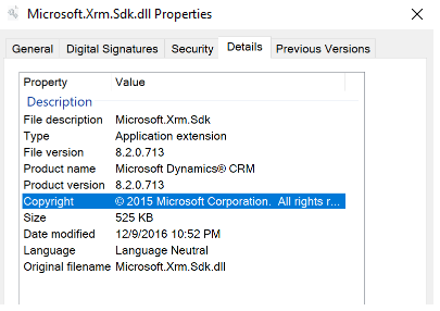 Replace Microsoft.XRM.SDK.dll with latest version of SDK dll