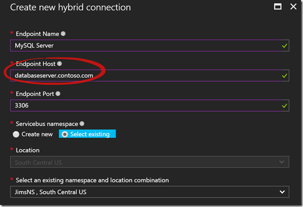 Incorrectly Configured Hybrid Connection