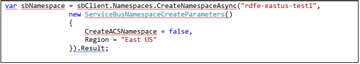 RDFE namespace creation code