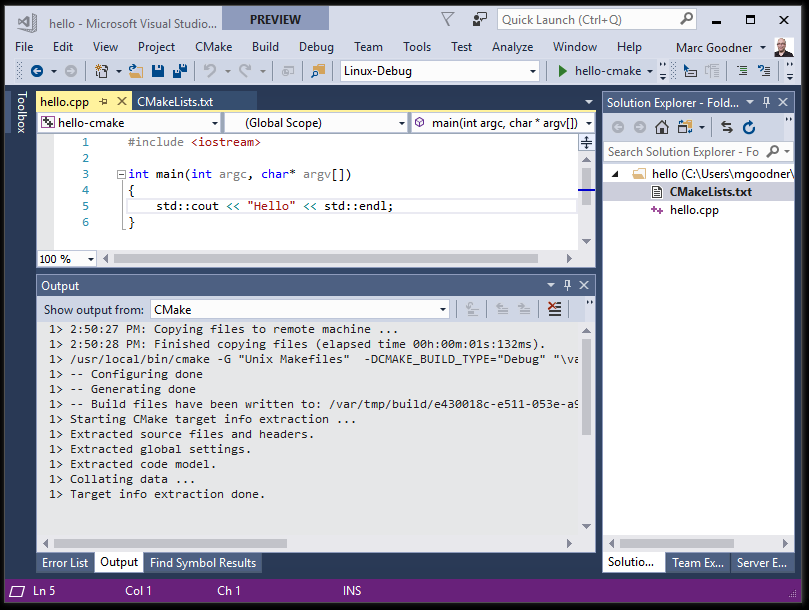 Target Linux or Windows with Visual Studio and CMake.