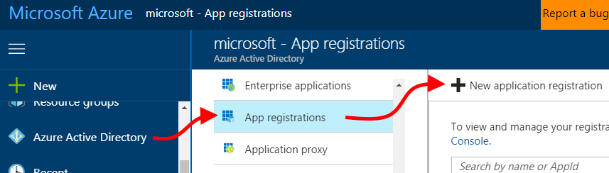 Create an Azure Active Directory application registration in the Azure portal