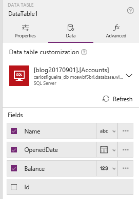 Data table customization - no new columns