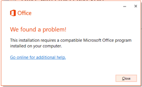 Office 365 ProPlus -We found a problem
