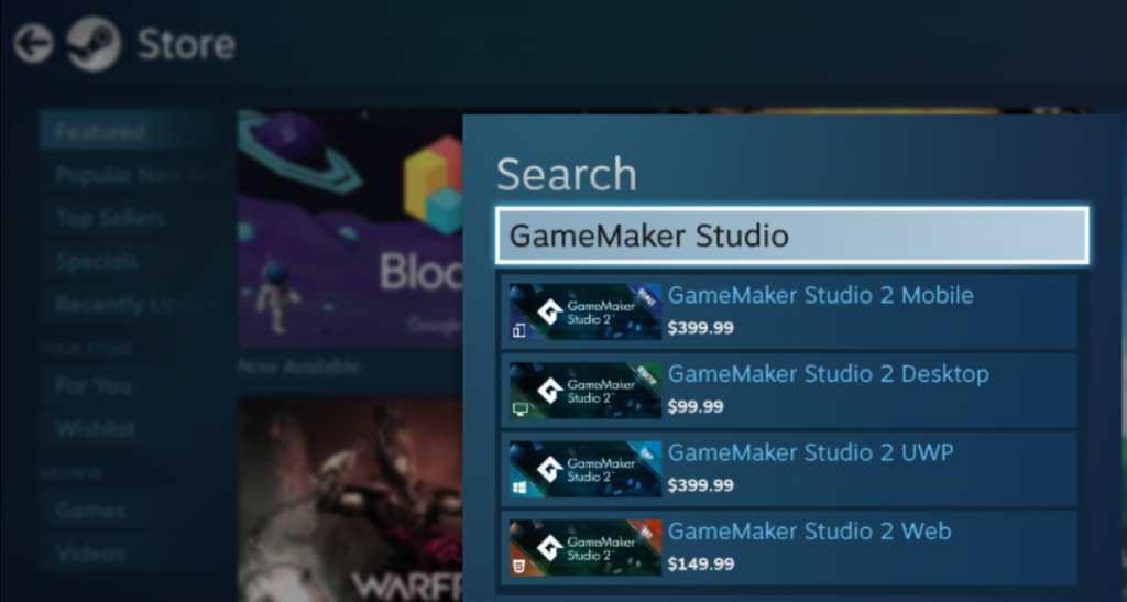 Buying GameMaker Studio on Steam