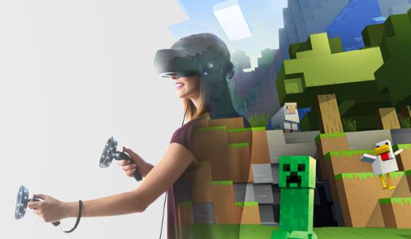 Women playing Minecraft Mixed Reality Games
