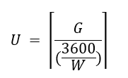 U = Ceil(G/(3600/W))