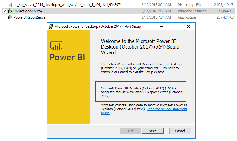 Power BI Desktop Optimized for Power BI Report Server Setup Wizard