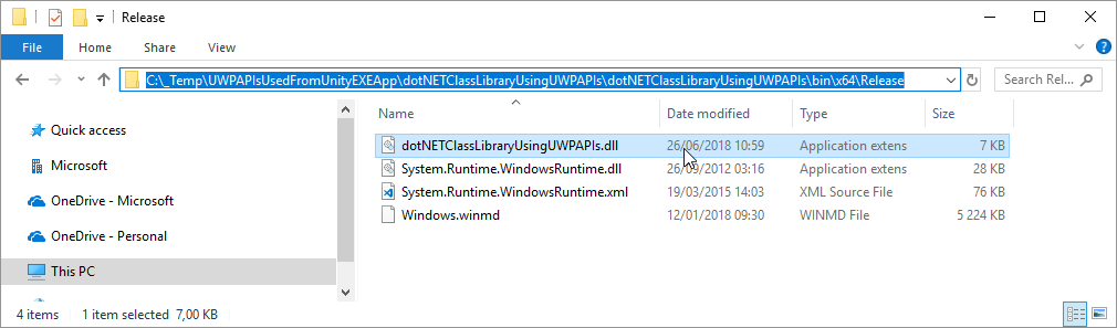 windows showing the dll compiled in x64