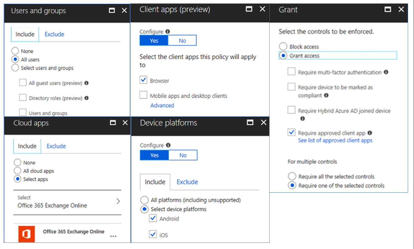 Conditional access policy configuration