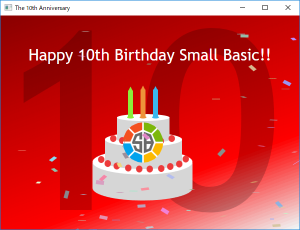 Screen shot of a program Happy 10th Birthday
