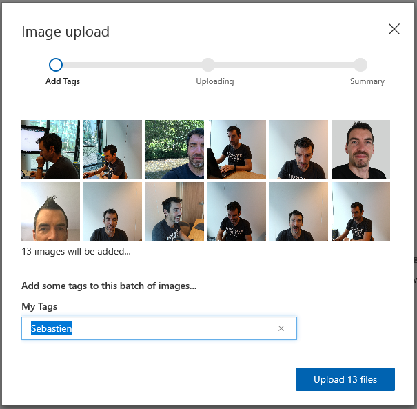 Add tags to image during the upload