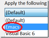 Emacs in keyboard scheme options