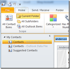 Outlook 2010 Contacts