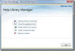 Help Library Manager main page