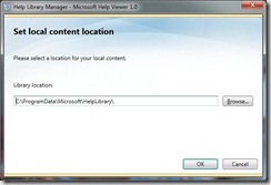 Help Library Manager local content location