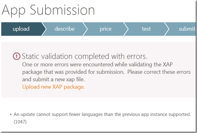 App Hub Submission Error 1047
